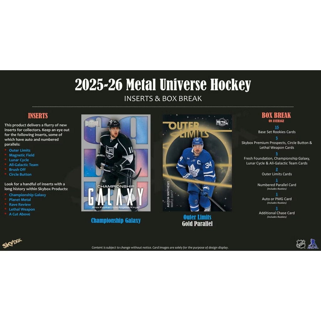 2025-26 Upper Deck Skybox Metal Universe Hockey Hobby Box *Contact Us To Order*