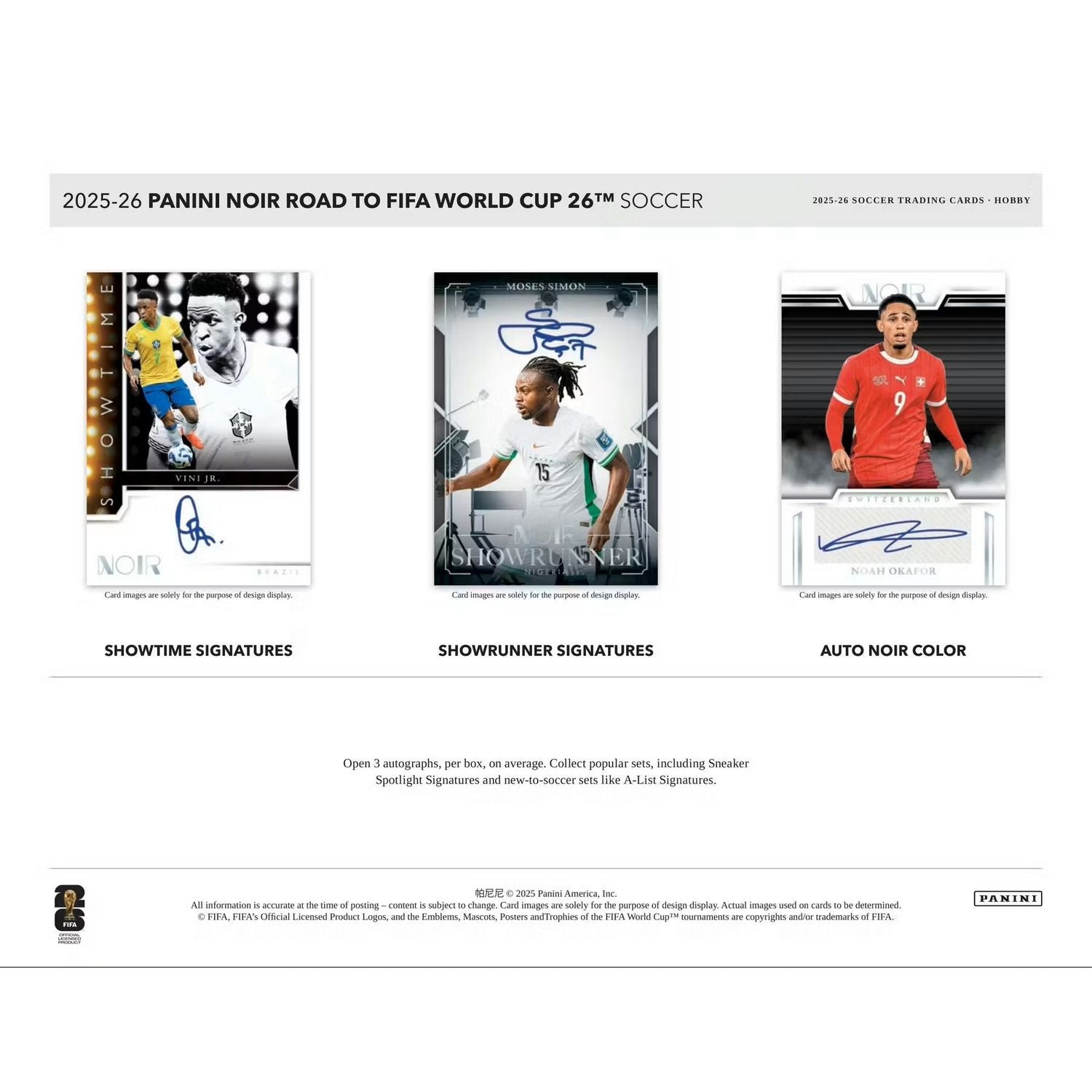 2025-26 Panini Noir Road to FIFA World Cup Soccer Hobby 3-Box Case