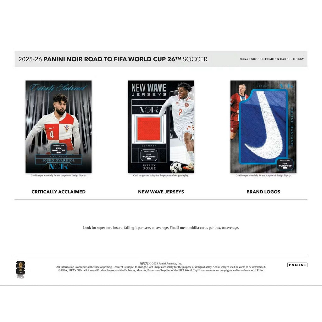 2025-26 Panini Noir Road to FIFA World Cup Soccer Hobby 3-Box Case