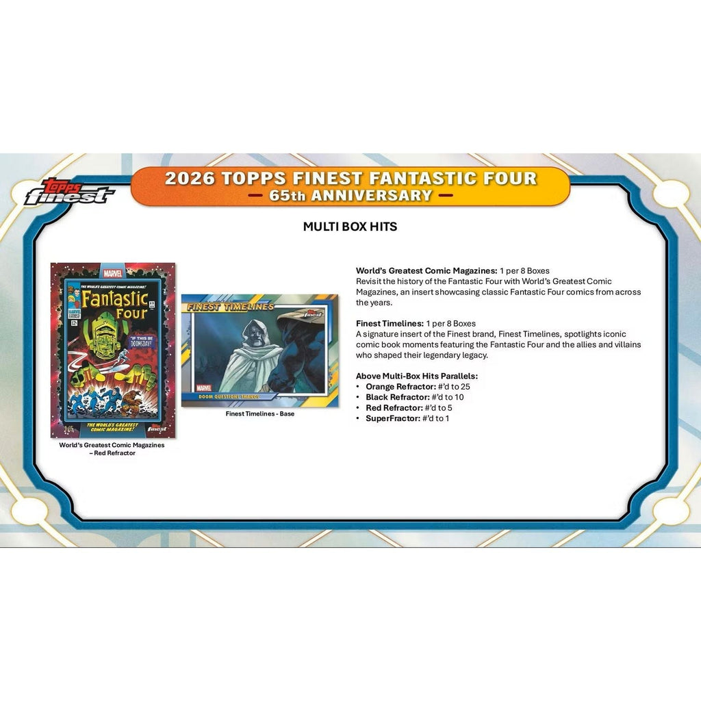 2026 Topps Finest: Fantastic Four 65th Anniversary Hobby Box