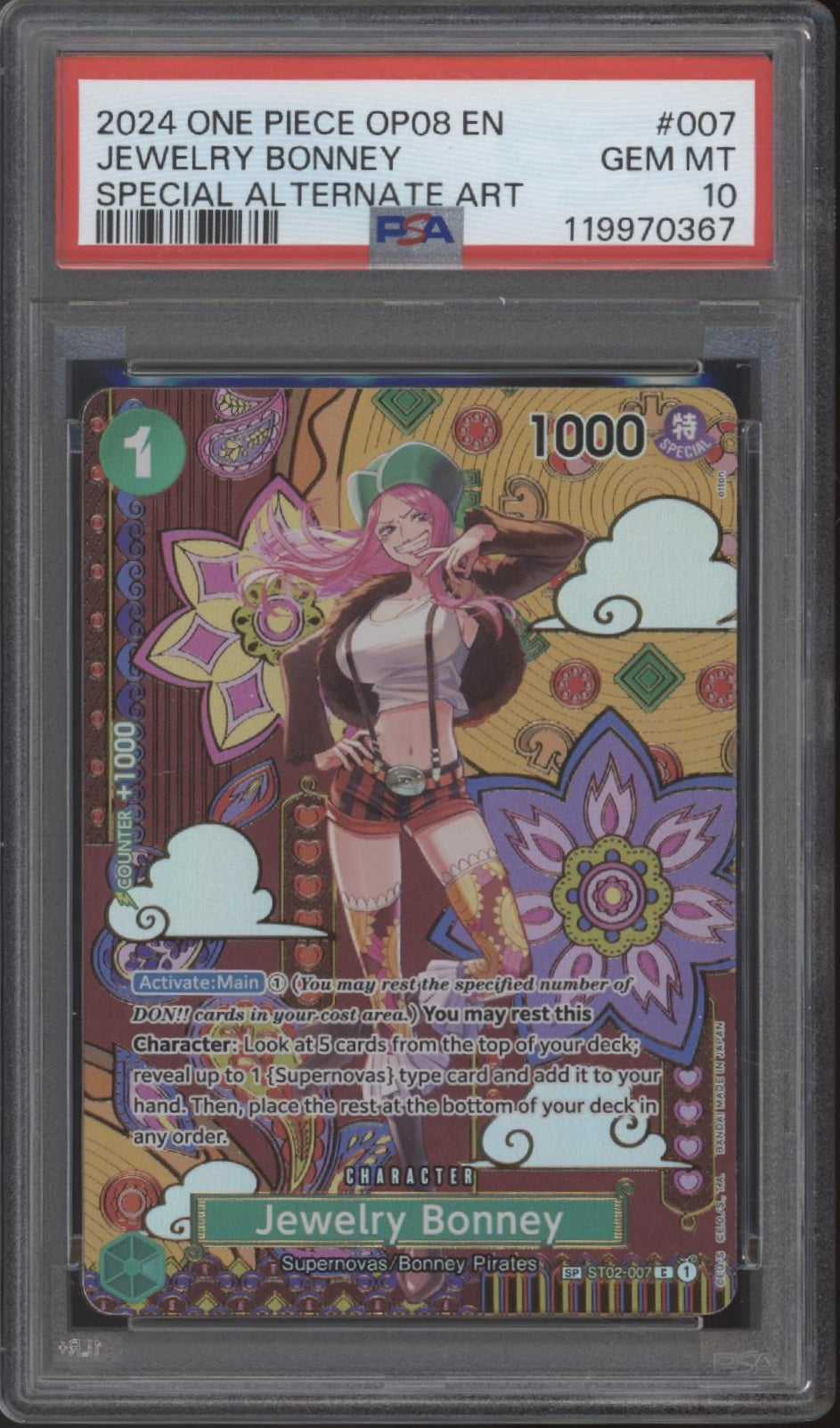 Jewelry Bonney One Piece Card Game OP08 Special Alternative Art #007 PSA 10