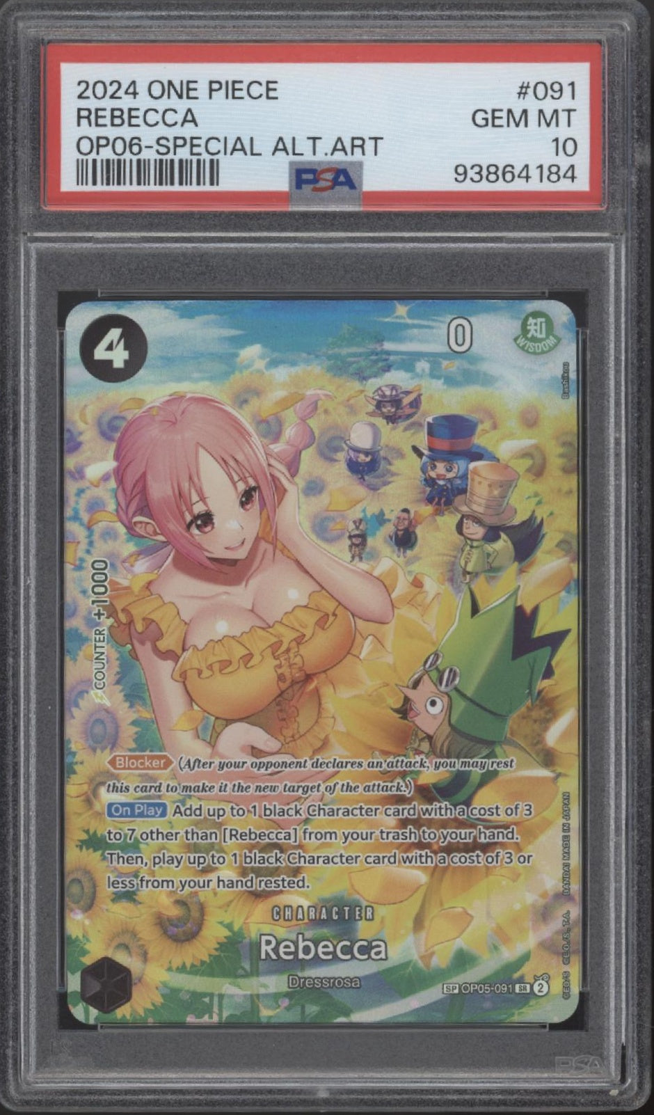 Rebecca One Piece Card Game OP06 Special Alternate Art #091 PSA 10