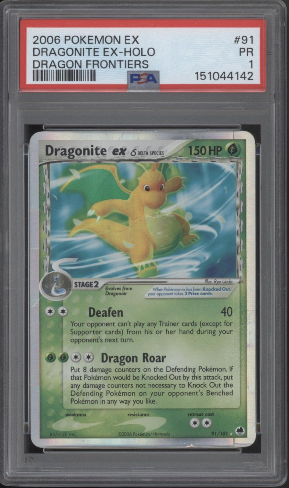 Dragonite ex Pokemon Dragon Frontiers Holo #91 PSA 1