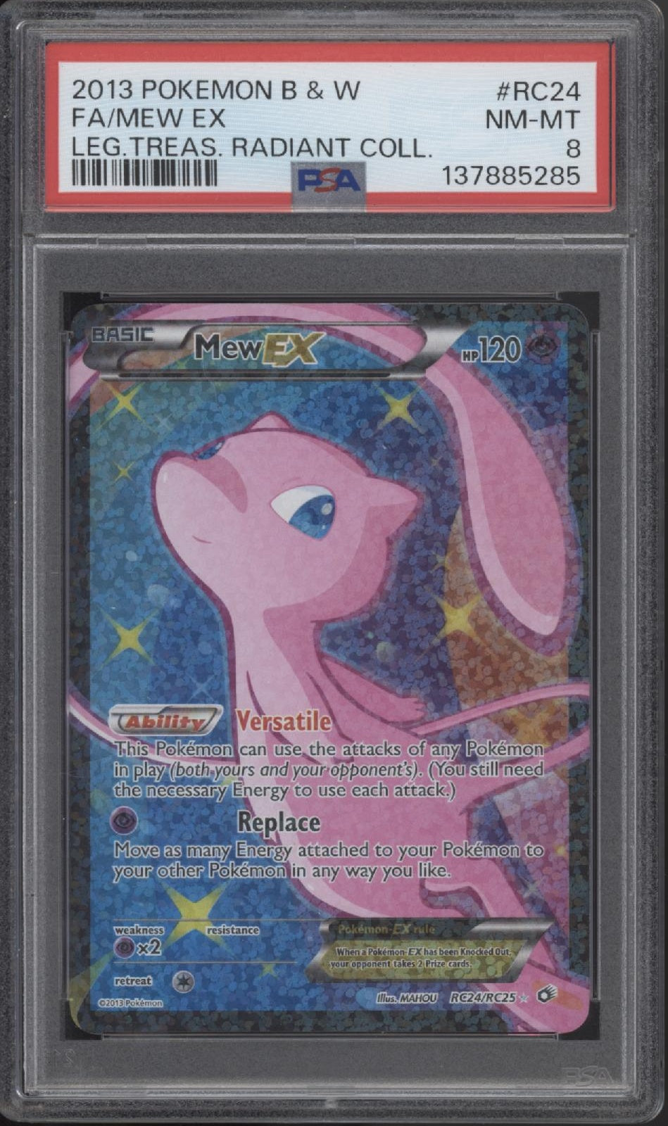Mew ex Pokemon Legendary Treasures Radiant Collection Full Art #RC24 PSA 8