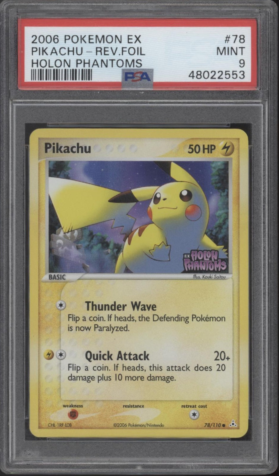 Pikachu Pokemon Holon Phantoms Reverse Holo #78 PSA 9