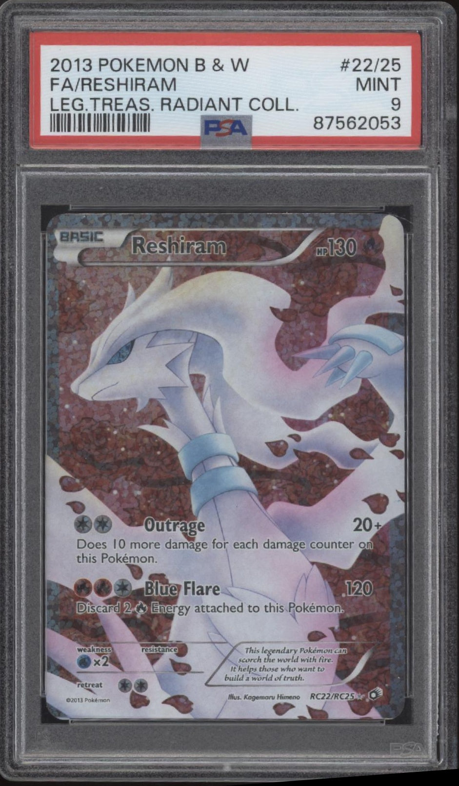 Reshiram Pokemon Legendary Treasures Radiant Collection Full Art #22/25 PSA 9