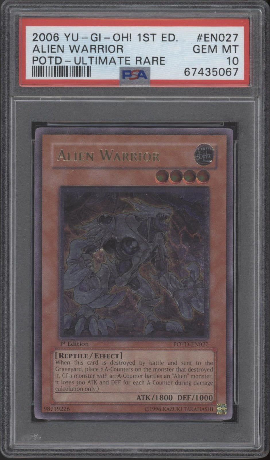 Alien Warrior Yu-Gi-Oh! POTD Ultimate Rare 1st Edition #EN027 PSA 10