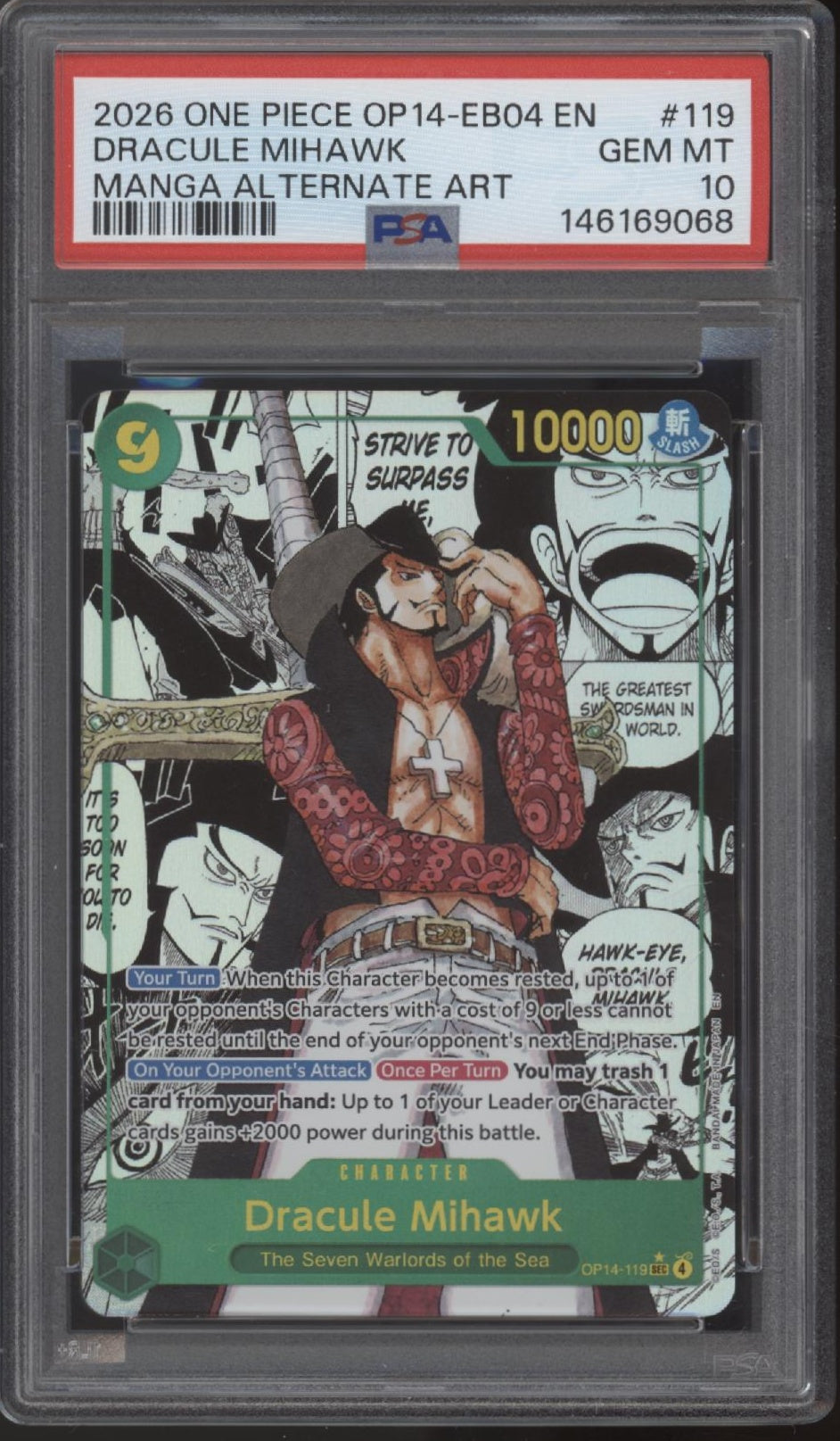 Dracule Mihawk One Piece Card Game OP14-EB04 Manga Alt Art #119 PSA 10 #2