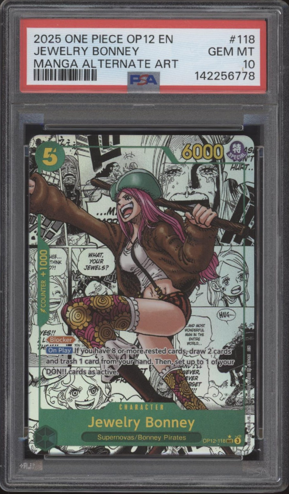 Jewelry Bonney One Piece Card Game OP12 Manga Alternate Art #118 PSA 10 #1