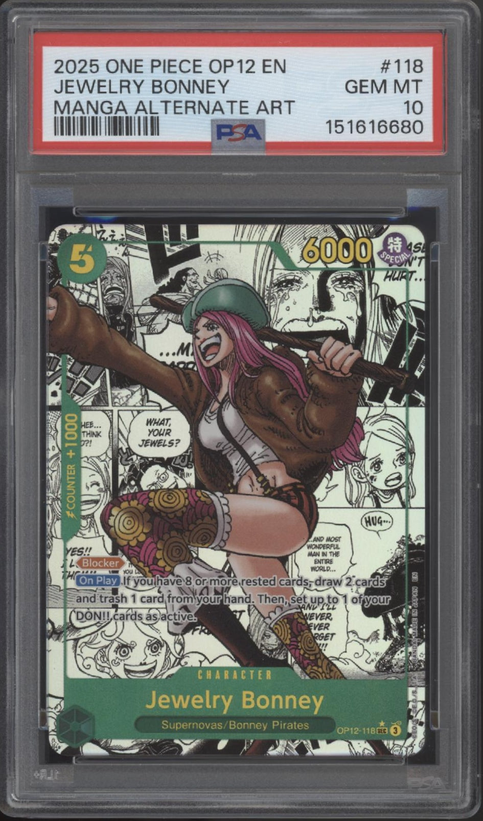 Jewelry Bonney One Piece Card Game OP12 Manga Alternate Art #118 PSA 10 #2