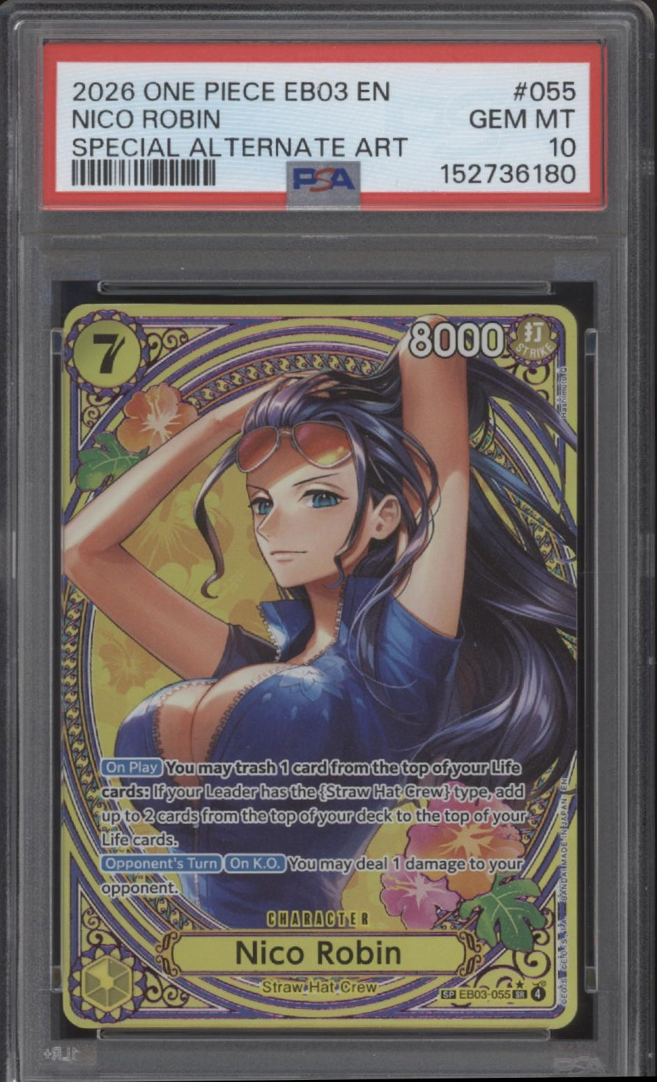 Nico Robin One Piece Card Game EB03 Special Alternate Art #055 PSA 10