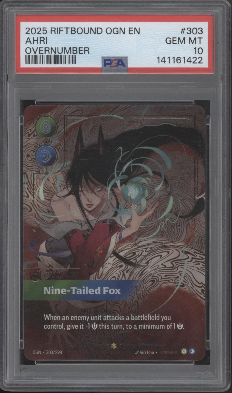 Ahri Nine-Tailed Fox Riftbound Origins Overnumber #303 PSA 10
