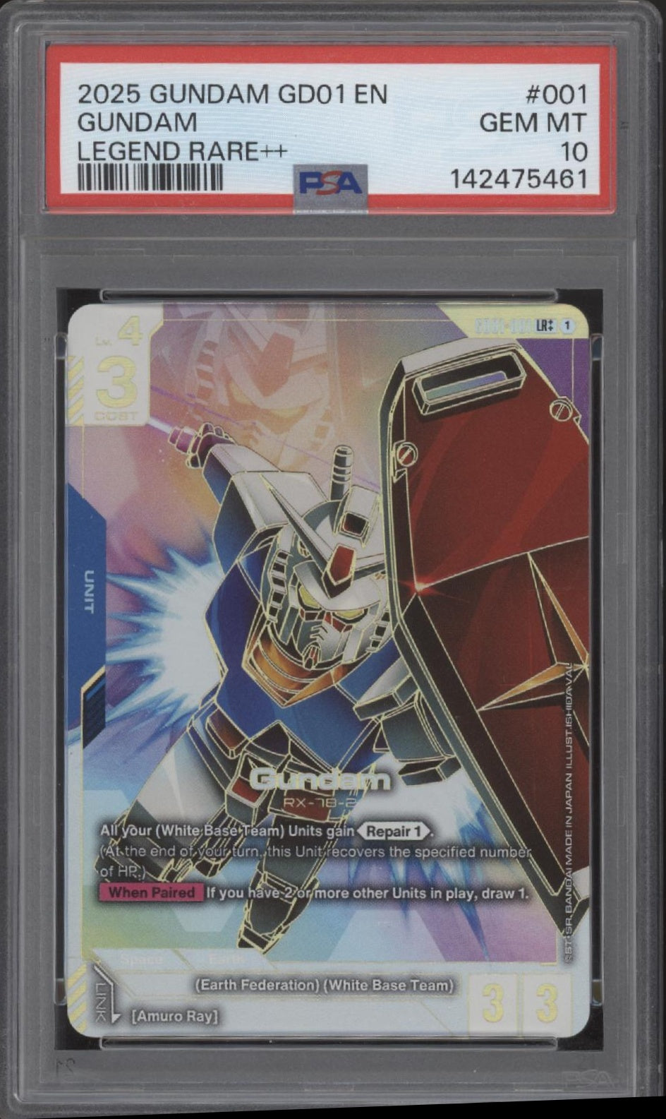Gundam Gundam Card Game Newtype Rising Legend Rare++ #001 PSA 10