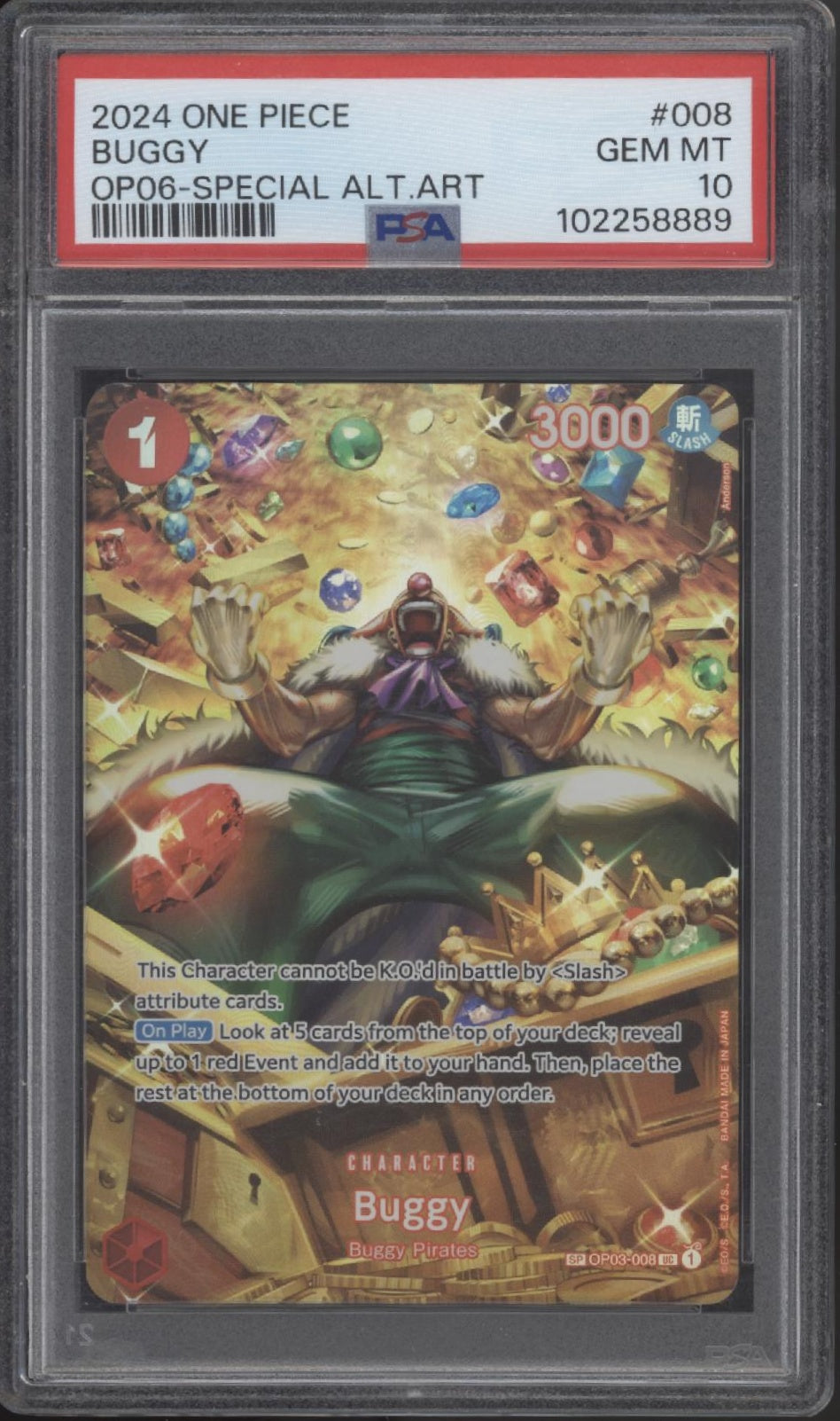 Buggy One Piece Card Game OP06 Special Alternate Art #008 PSA 10