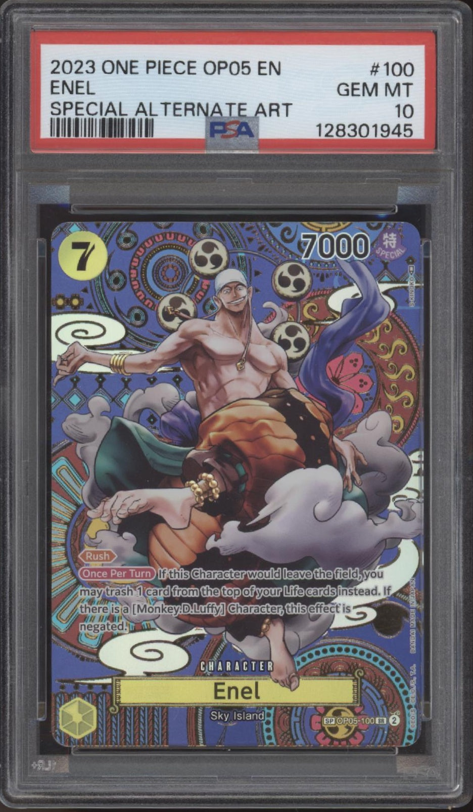 Enel One Piece Card Game OP05 Special Alternate Art #100 PSA 10