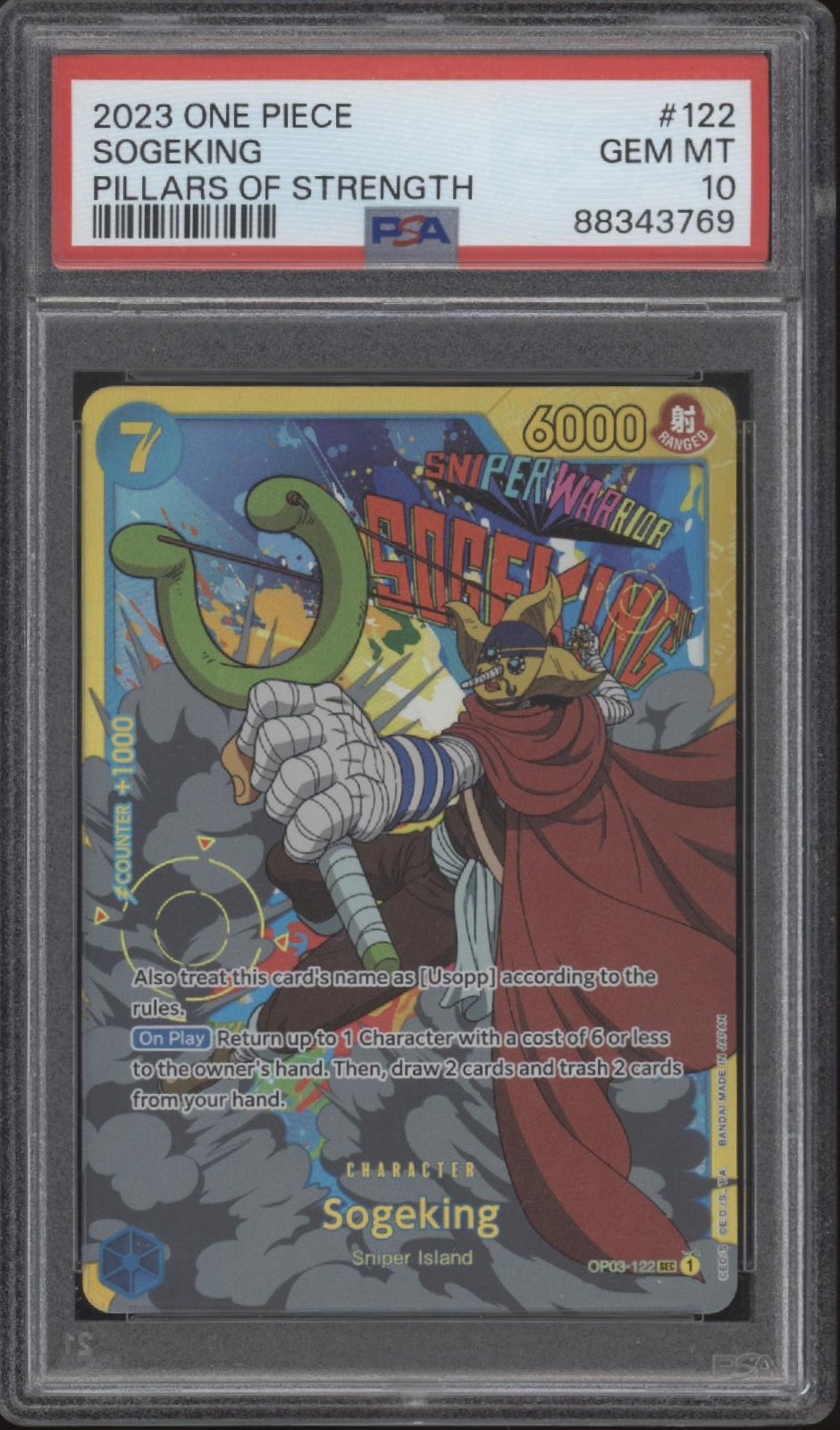 Sogeking One Piece Card Game Pillars of Strength #122 PSA 10