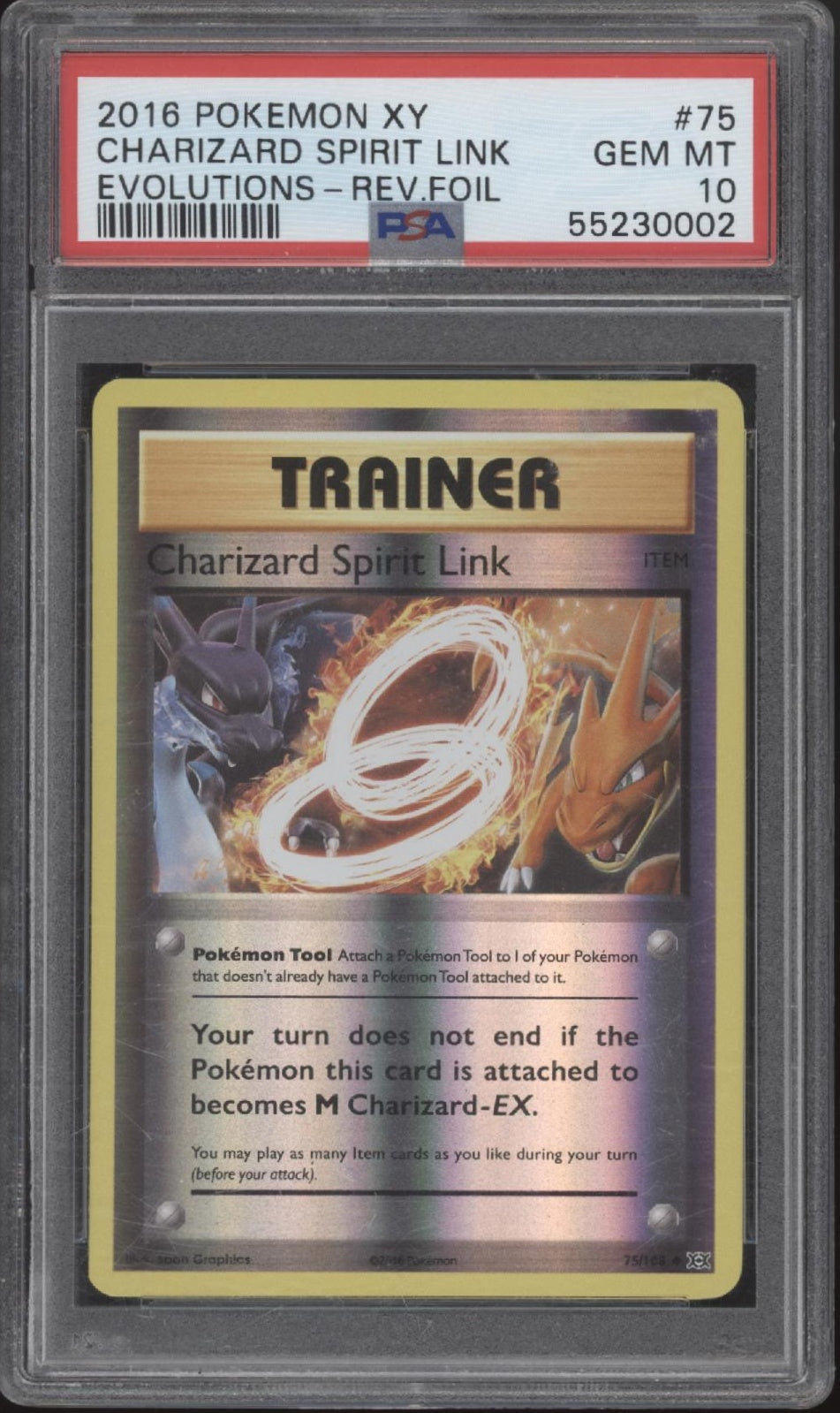 Charizard Spirit Link Pokemon Evolutions Reverse Foil #75 PSA 10