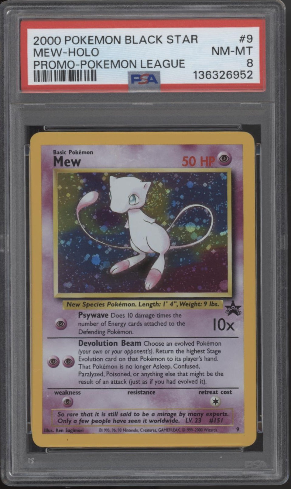 Mew Pokemon League Black Star Promo Holo #9 PSA 8
