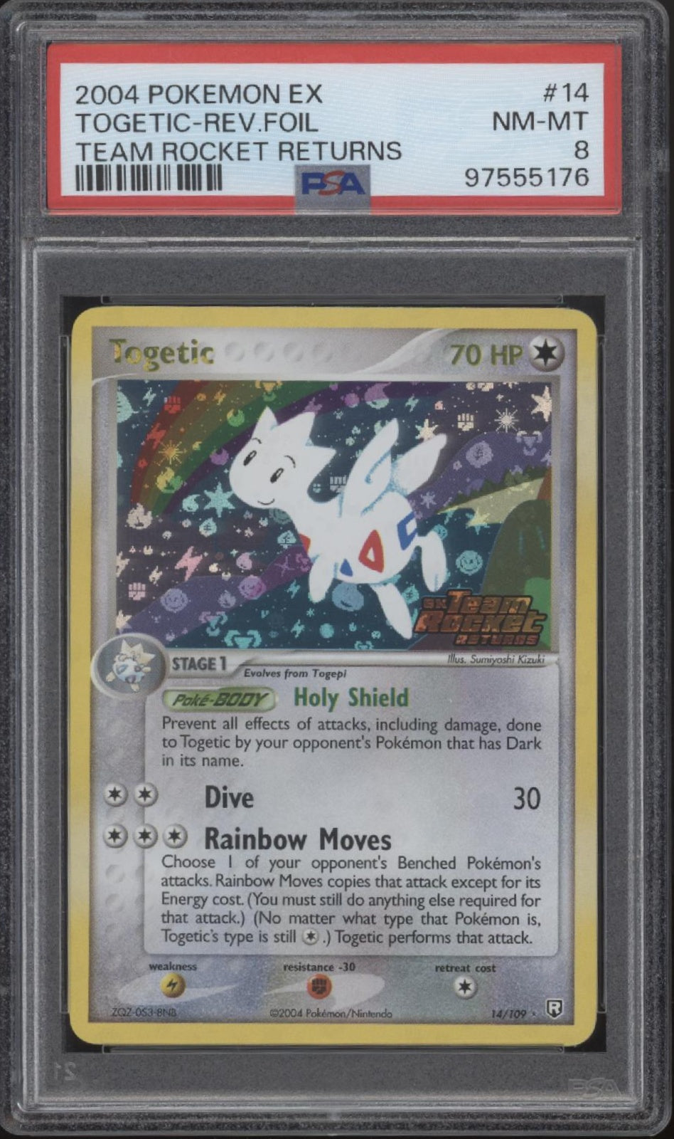 Togetic Pokemon Team Rocket's Return Reverse Holo #14 PSA 8