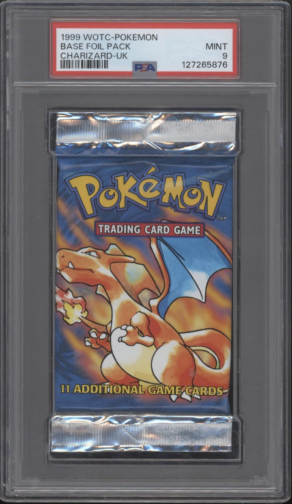 Base Set Pokemon Foil Charizard UK Booster Pack PSA 9 #1