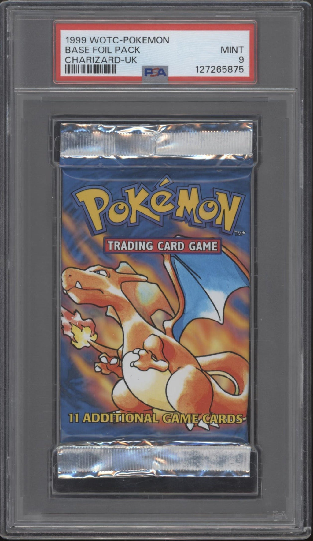 Base Set Pokemon Foil Charizard UK Booster Pack PSA 9 #2