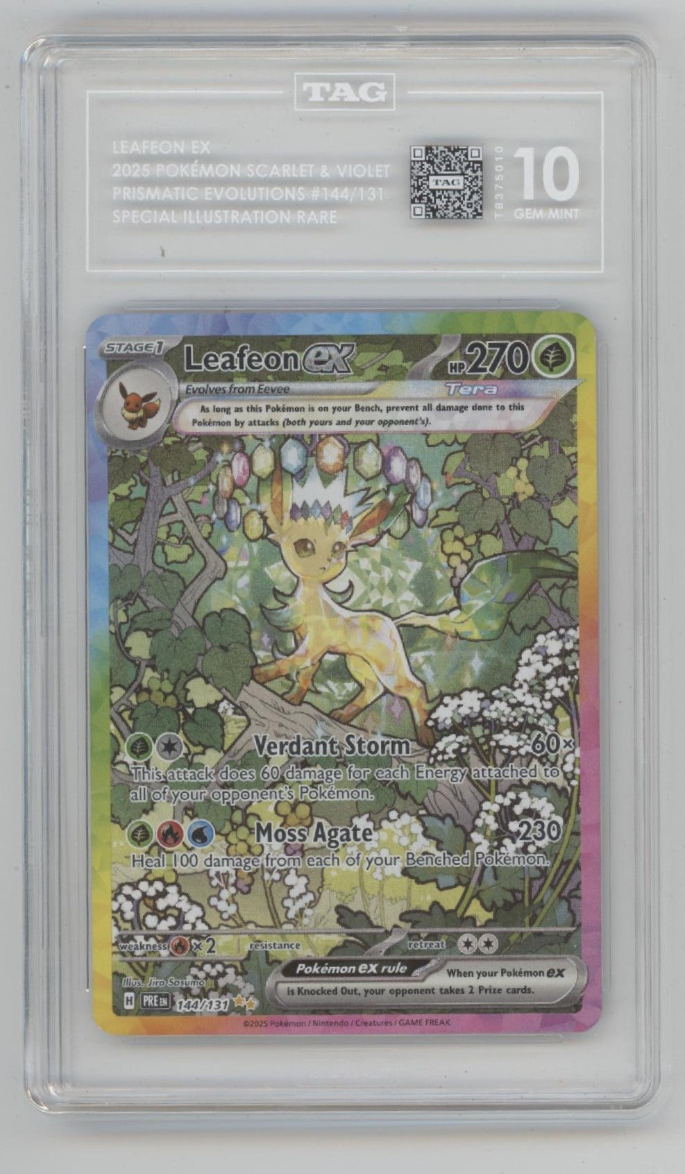 Leafeon ex Pokemon Prismatic Evolutions Special Illustration Rare #144 TAG 10