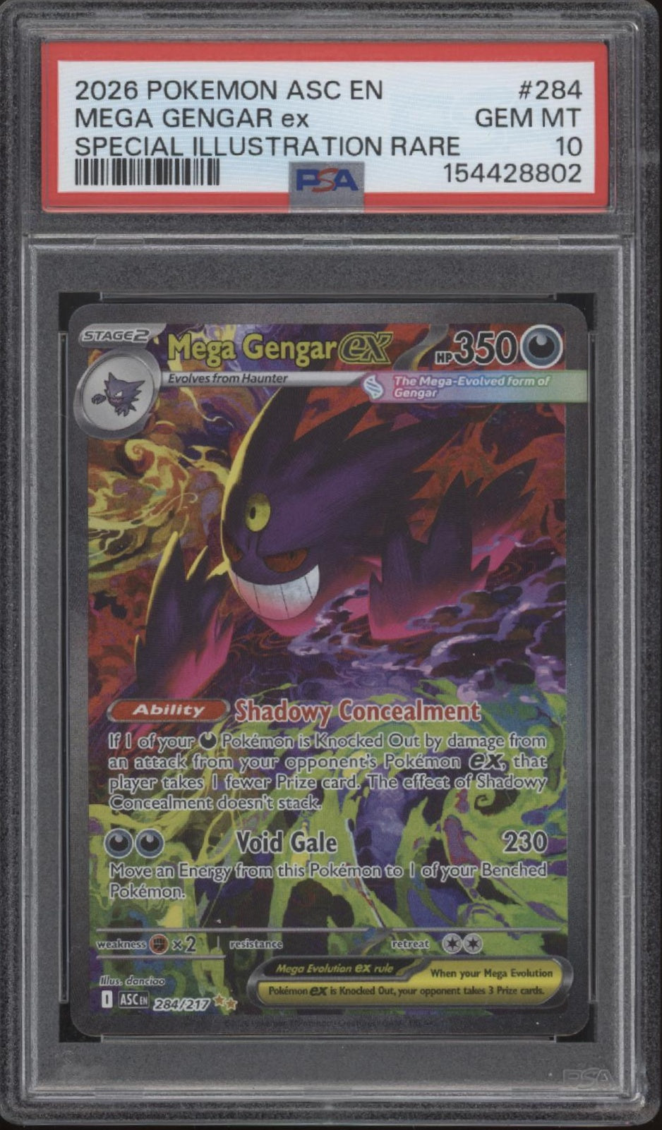 Mega Gengar ex Pokemon Ascended Heroes Special Illustration Rare #284 PSA 10