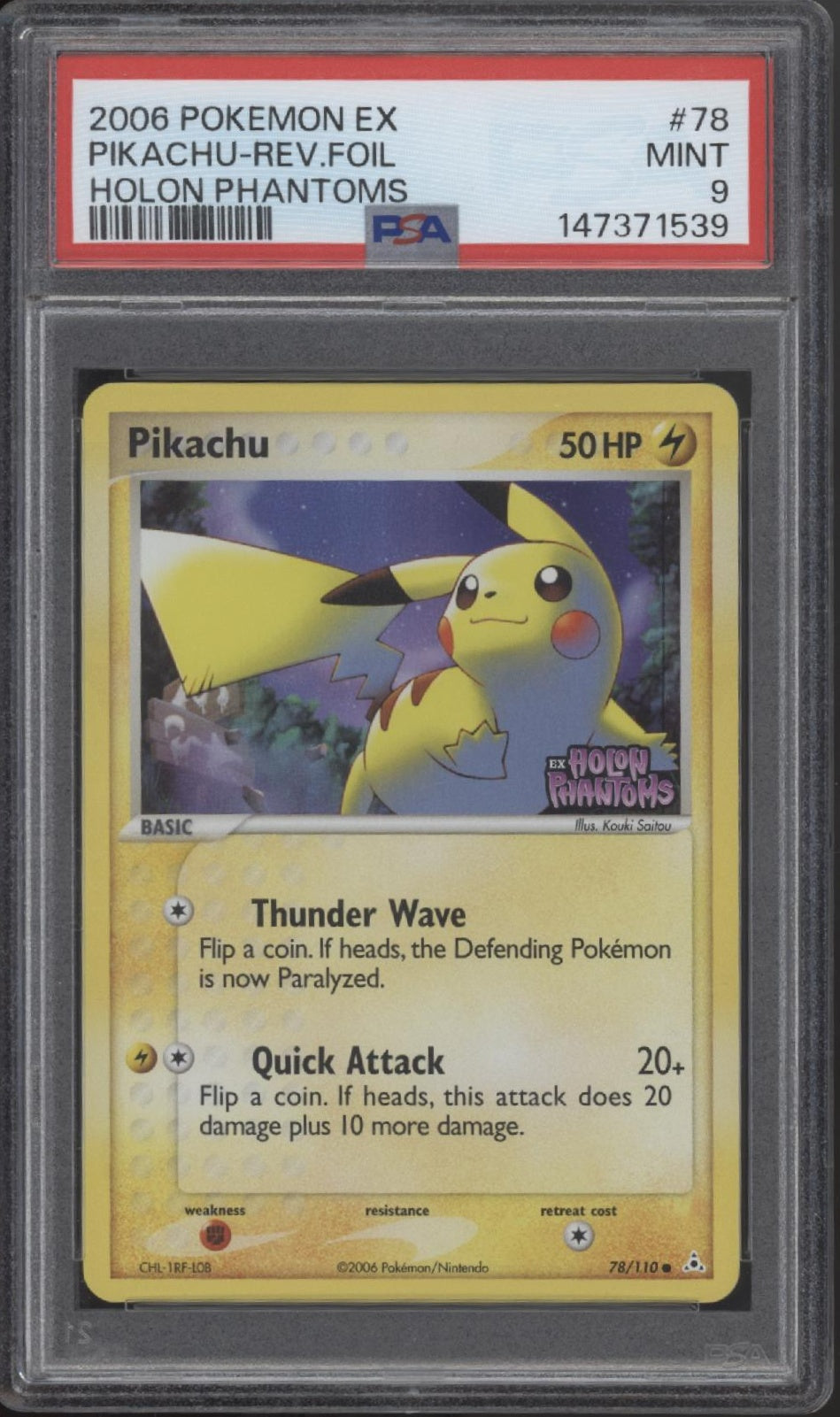 Pikachu Pokemon Holo Phantoms Reverse Holo #78 PSA 9