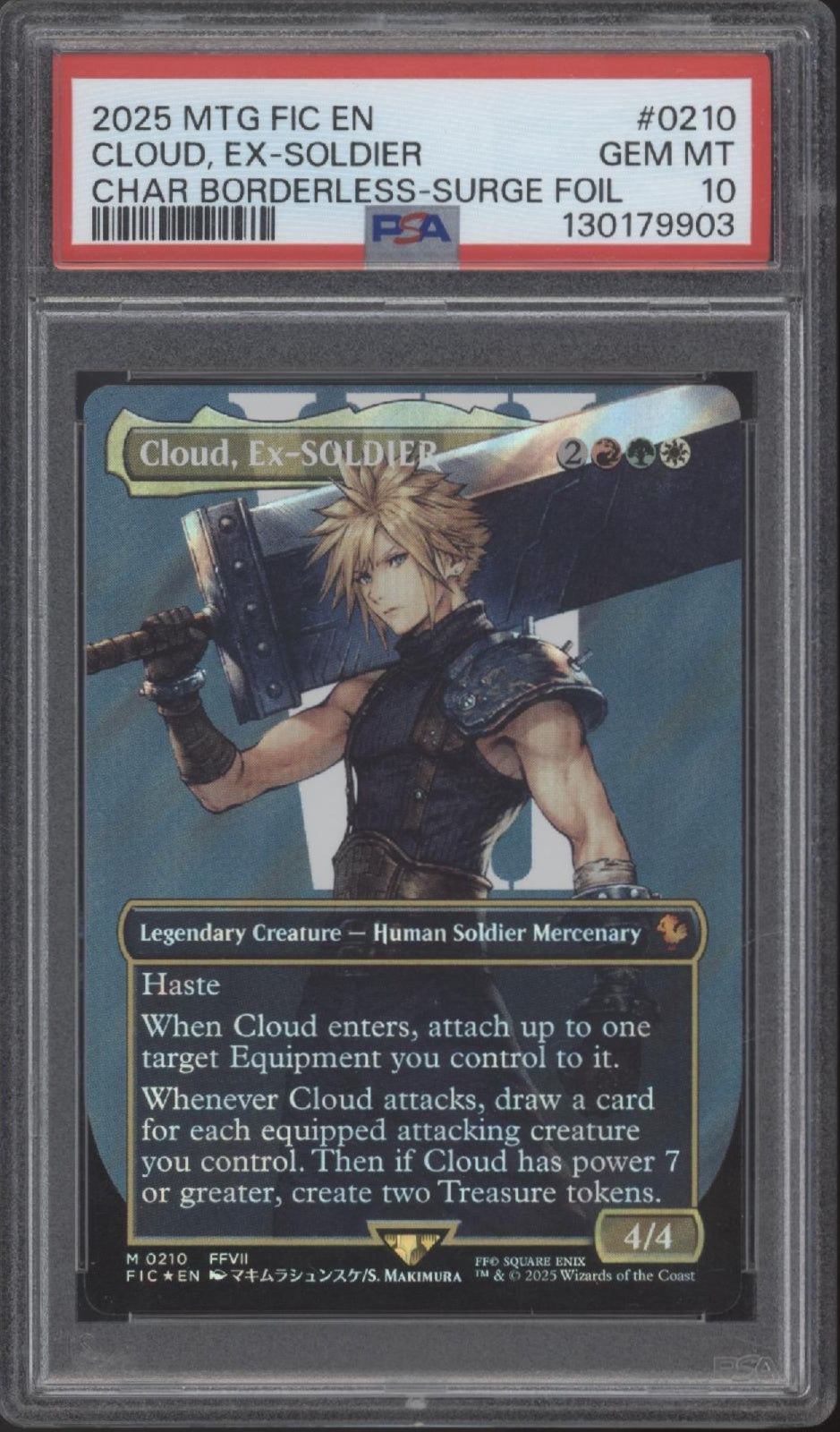 Cloud, Ex-SOLDIER MTG Final Fantasy Character Borderless Surge Foil PSA 10