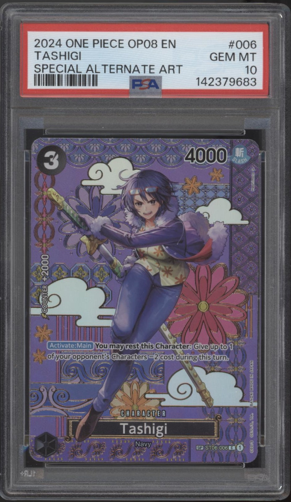 Tashigi One Piece Card Game OP08 Special Alternate Art #006 PSA 10