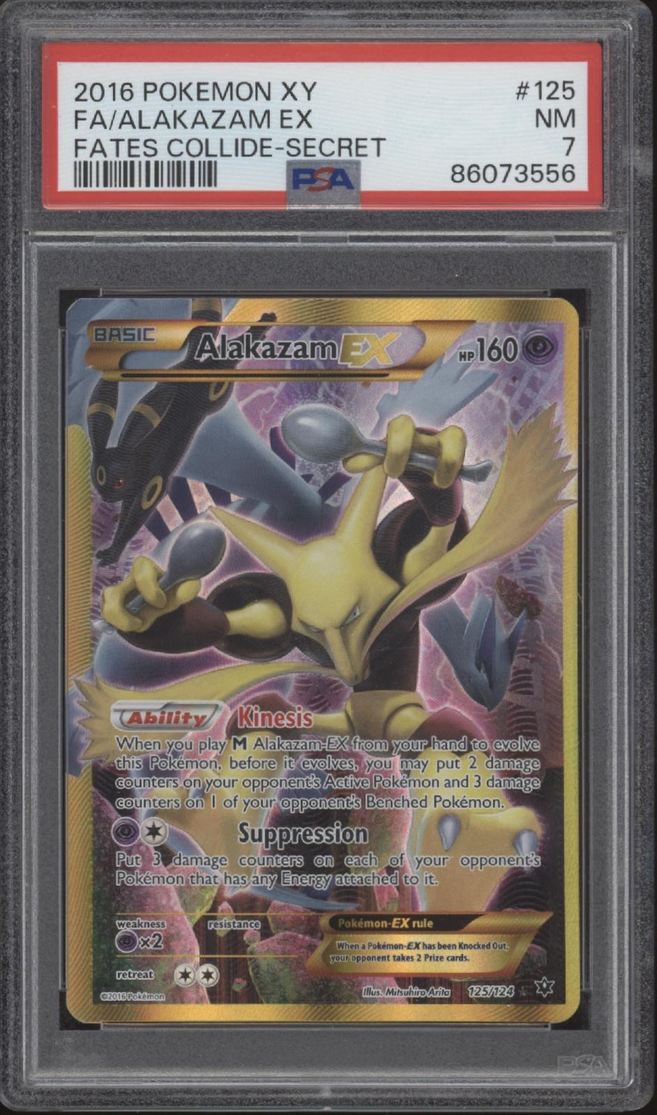 Alakazam ex Pokemon Fates Collide Secret Full Art #125 PSA 7