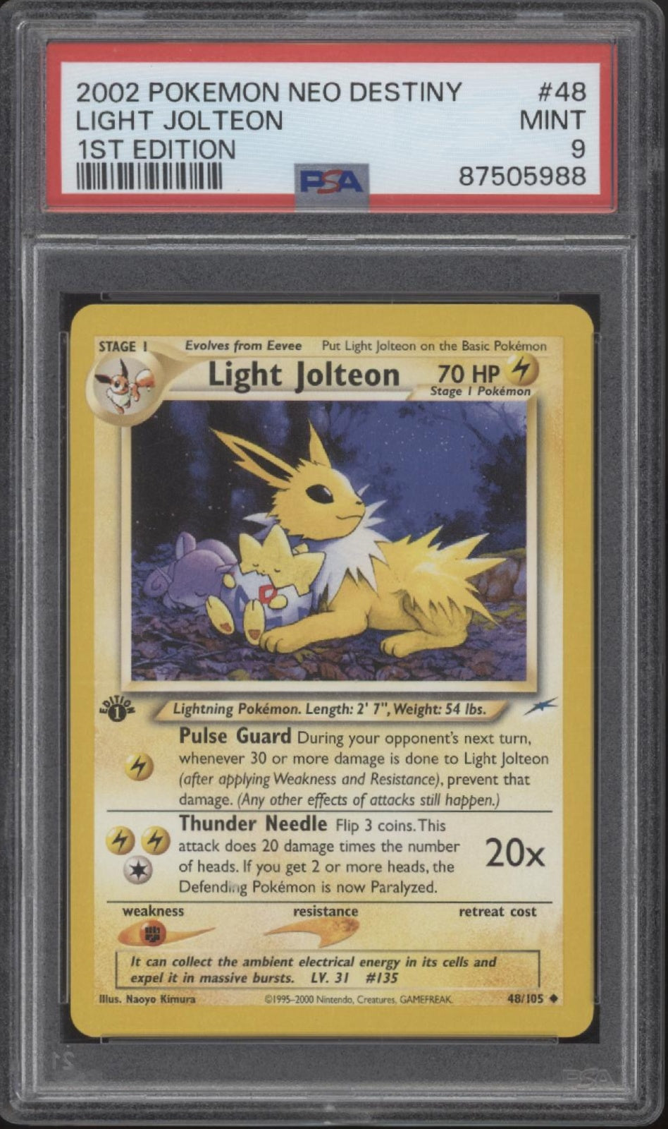 Light Jolteon Pokemon Neo Destiny 1st Edition #48 PSA 9