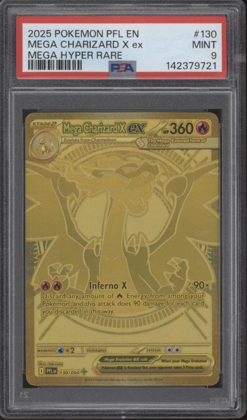 Mega Charizard X ex Pokemon Phantasmal Flames Mega Hyper Rare #130 PSA 9