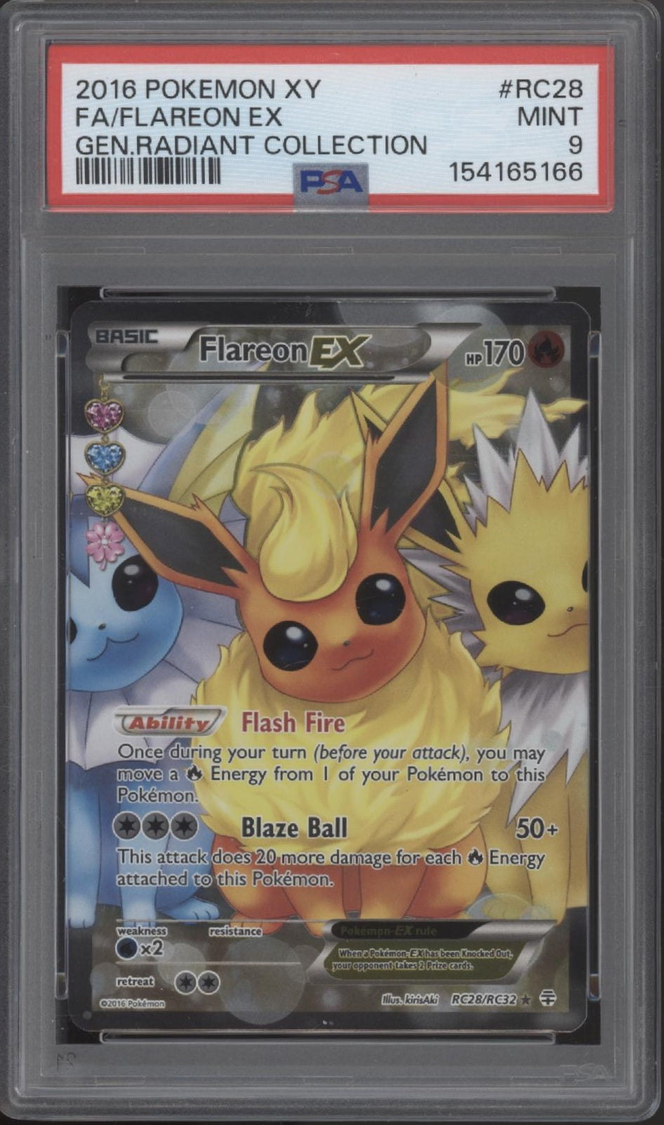 Flareon ex Pokemon Generations Radiant Collection Full Art #RC28 PSA 9