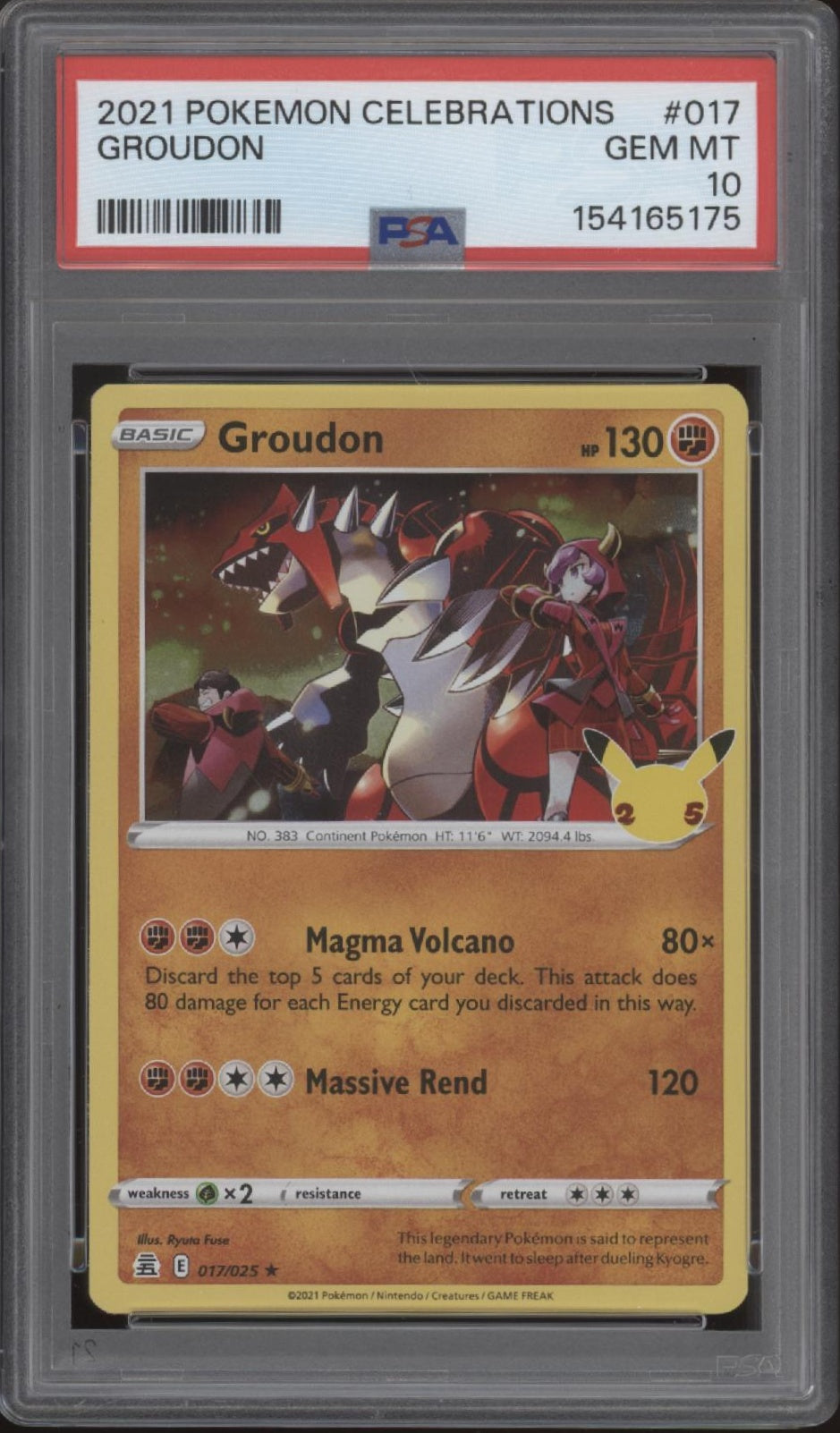 Groudon Pokemon Celebrations #017 PSA 10