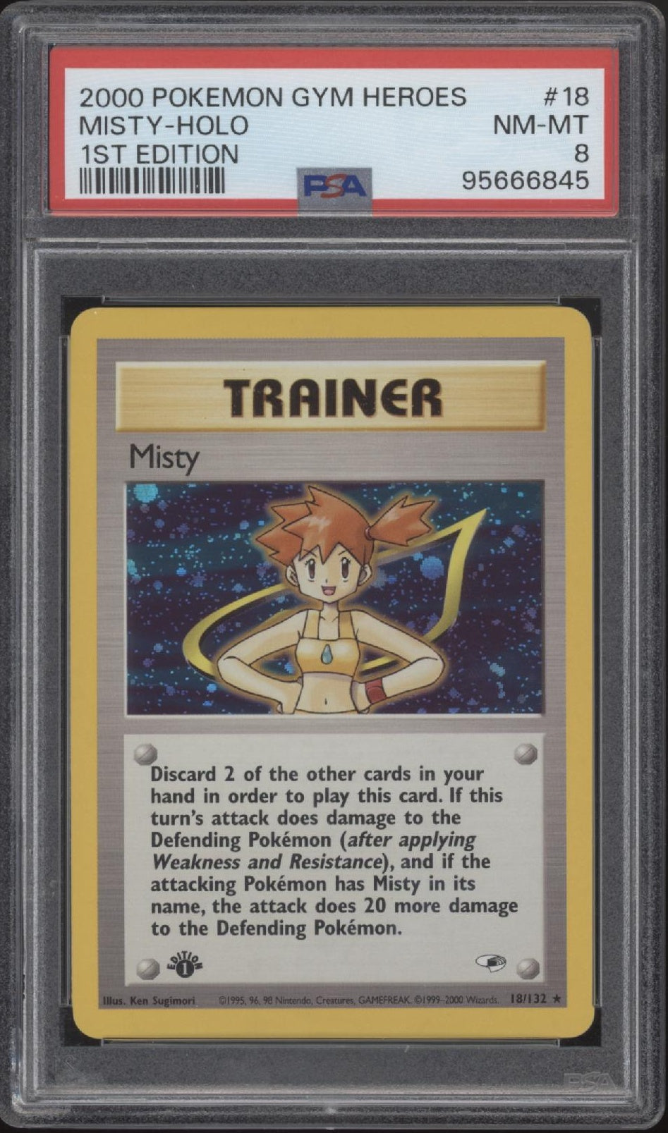 Misty Pokemon Gym Heroes 1st Edition Holo #18 PSA 8