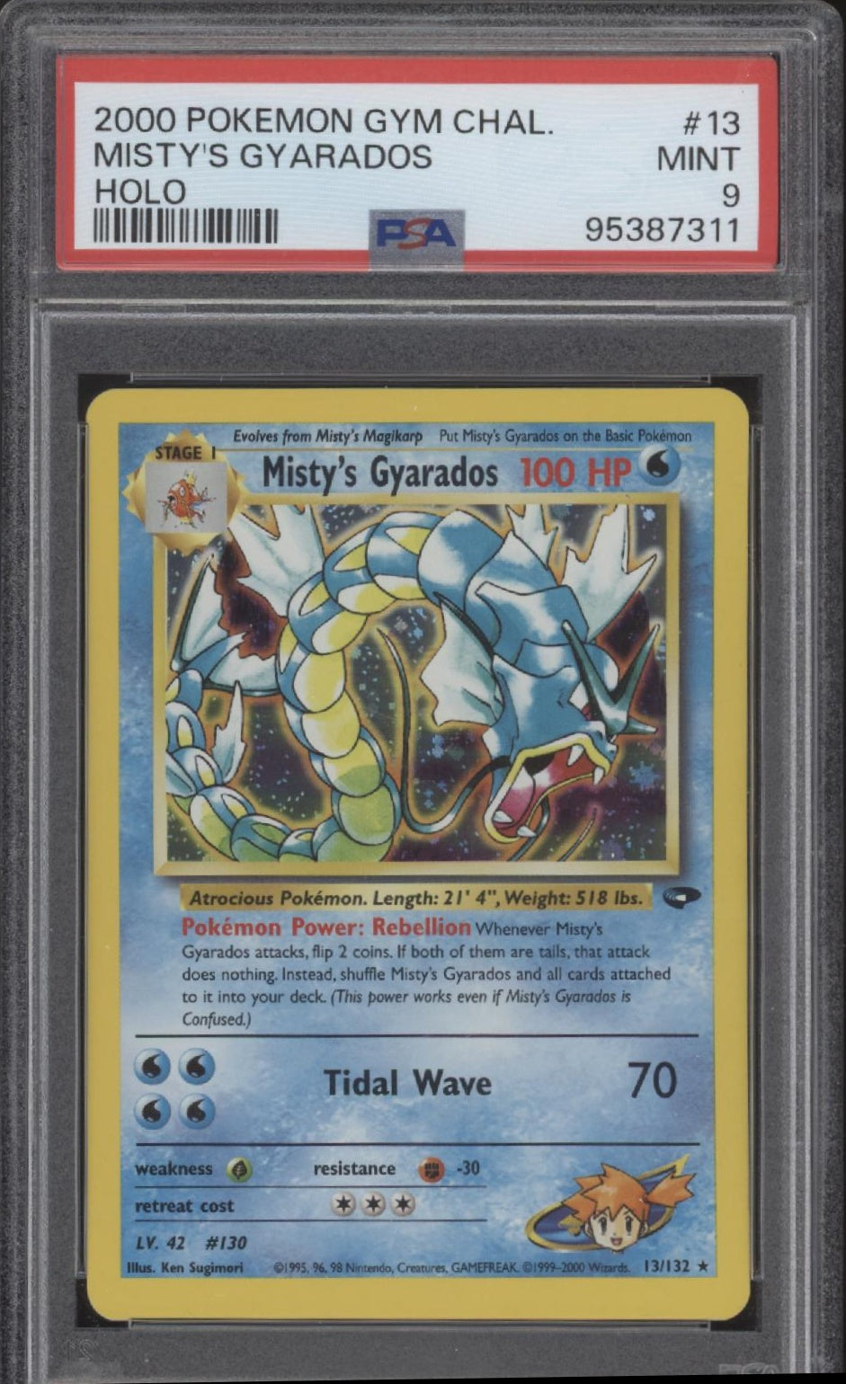 Misty's Gyarados Pokemon Gym Challenge Holo #13 PSA 9