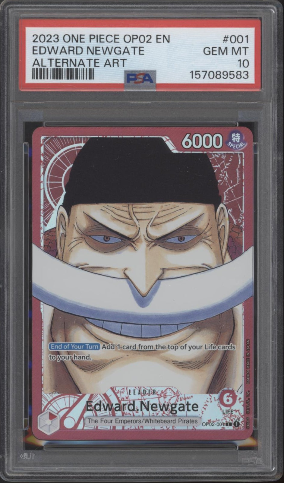 Edward Newgate Pokemon OP02 Alternate Art #001 PSA 10