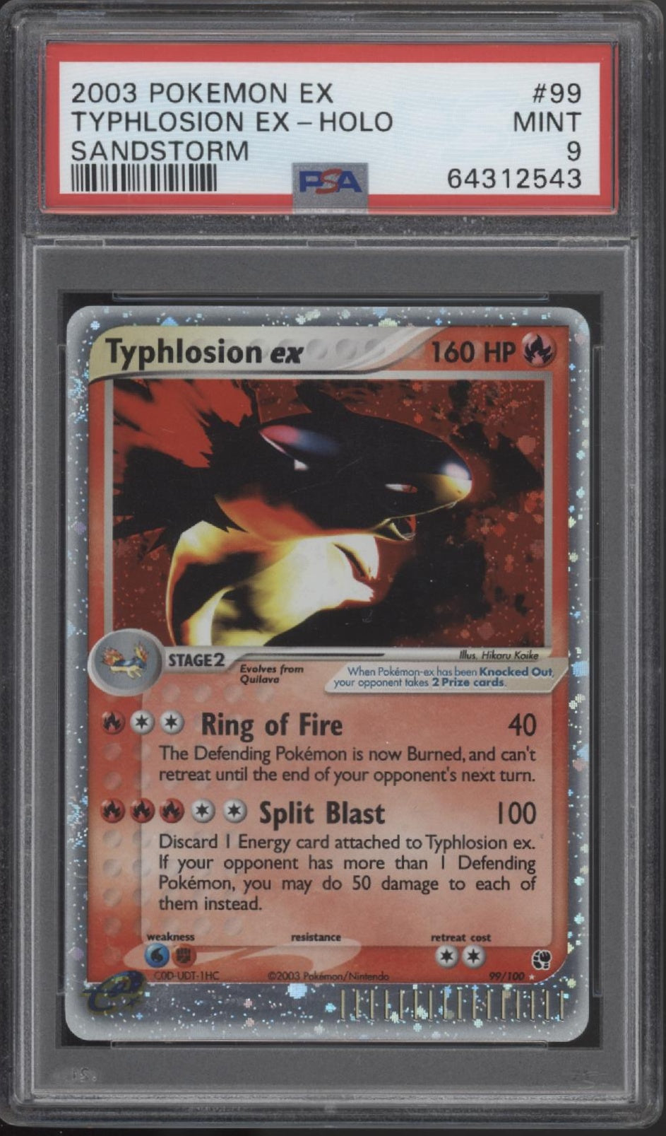 Typhlosion ex Pokemon Sandstorm Holo #99 PSA 9