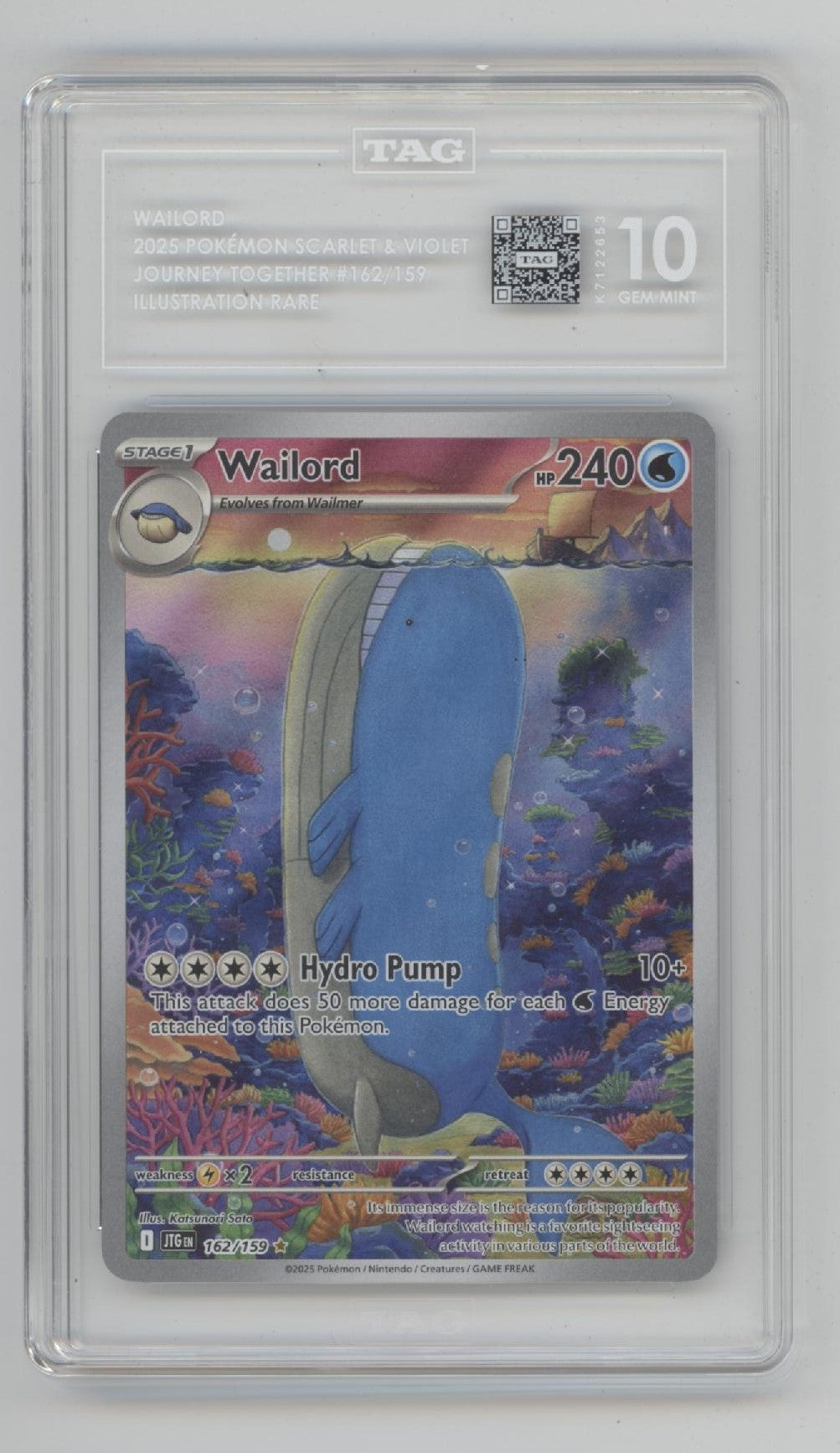 Wailord Pokemon Journey Together Illustration Rare #162 TAG 10