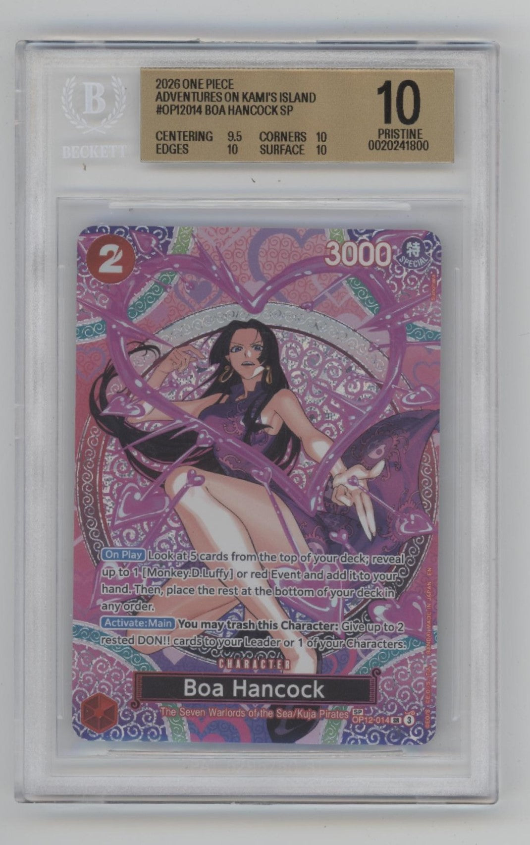 Boa Hancock One Piece Card Game Adventures of Kami's Island #014 BGS 10 Pristine
