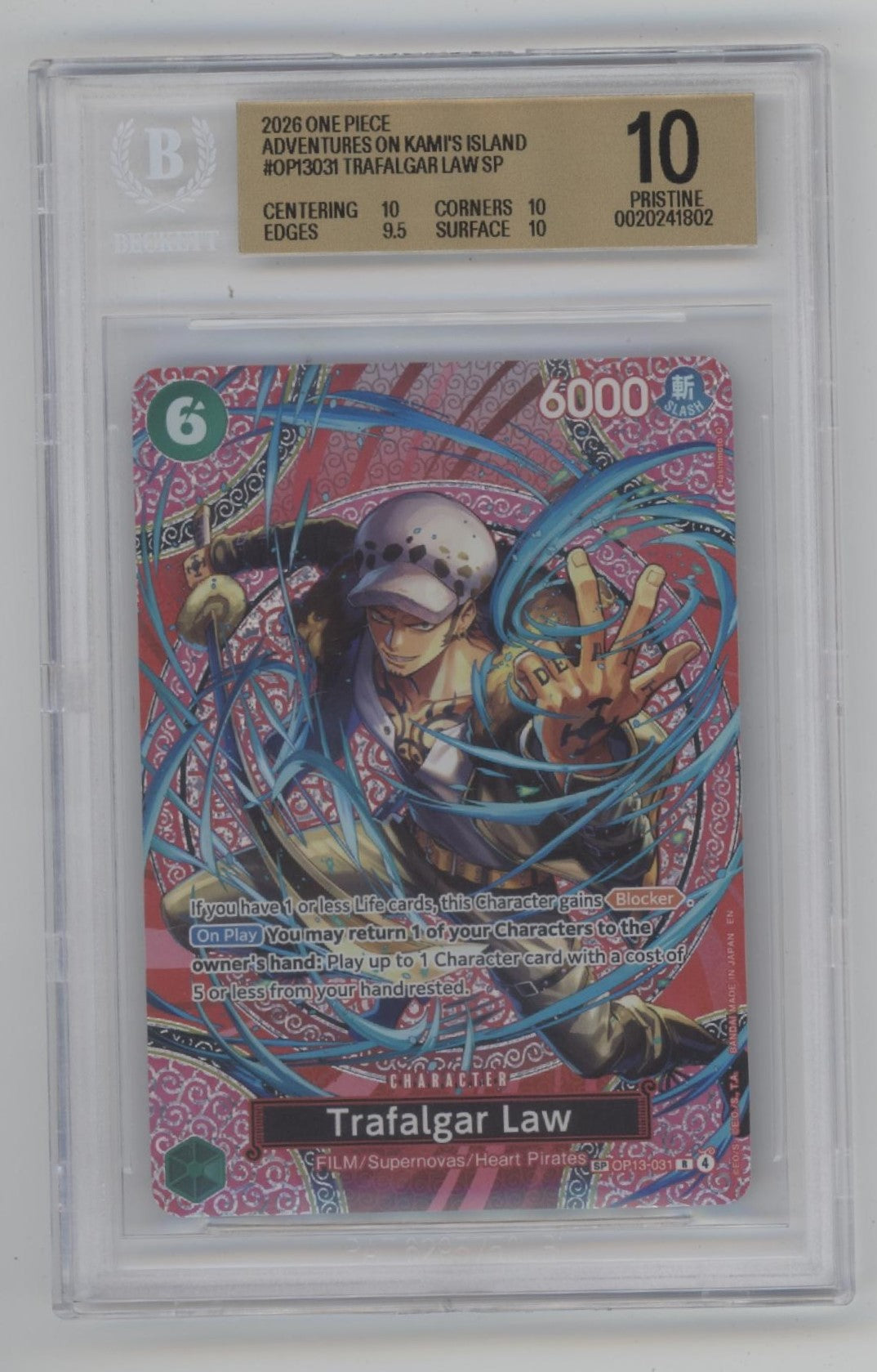 Trafalgar Law One Piece Adventures of Kami's Island #031 Beckett 10 Pristine