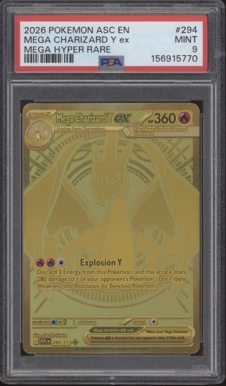Mega Charizard Y ex Pokemon Ascended Heroes Mega Hyper Rare #294 PSA 9 #2