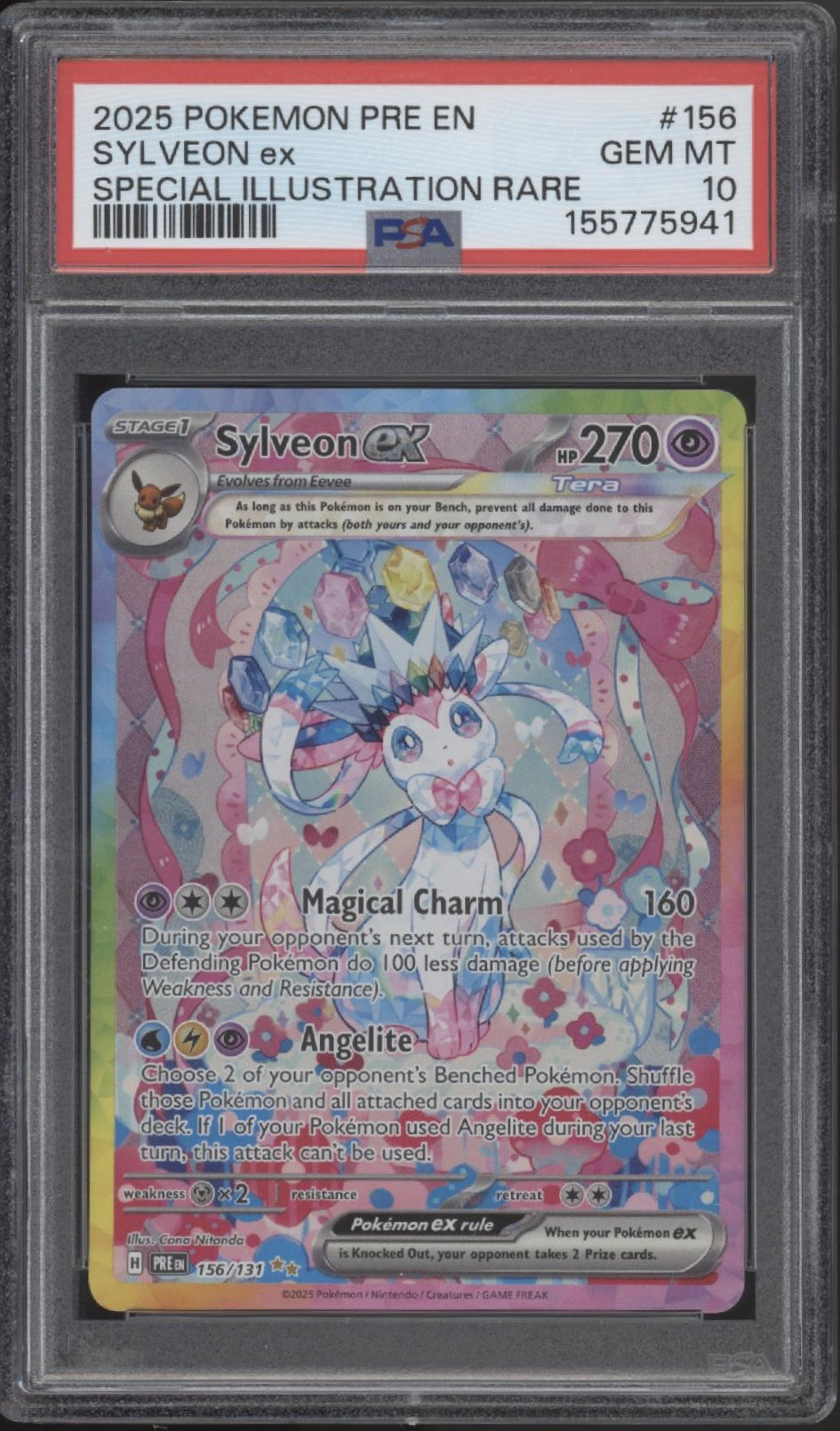 Sylveon ex Pokemon Prismatic Evolutions Special Illustration Rare #156 PSA 10