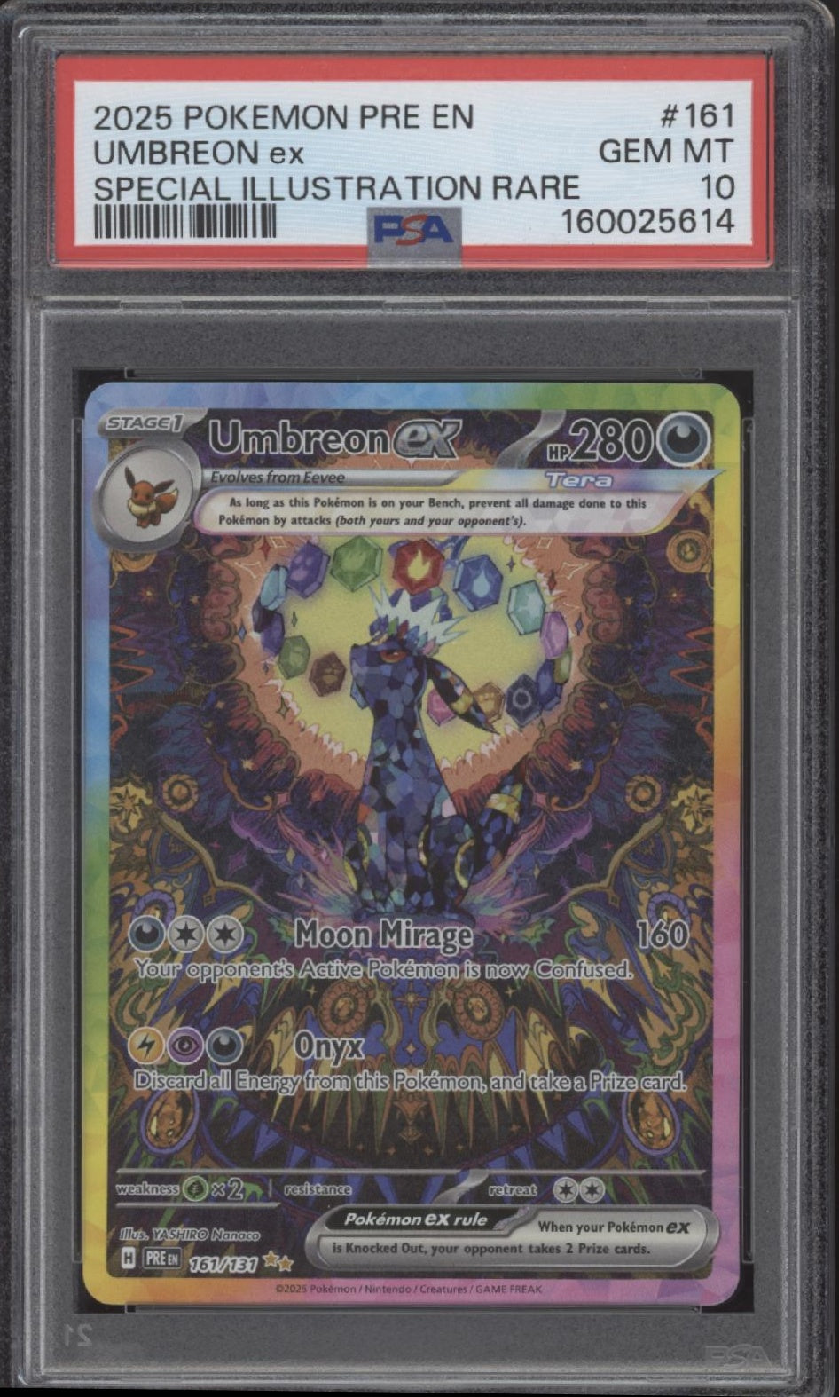 Umbreon ex Pokemon Pristmatic Evolutions Special Illustration Rare #161 PSA 10