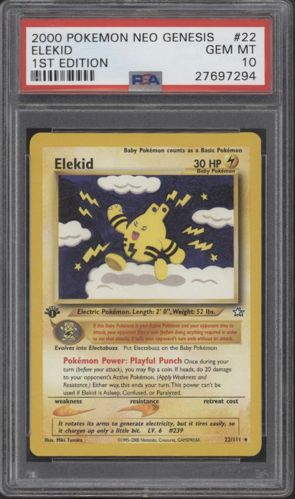 Elekid Pokemon Neo Genesis 1st Edition #22 PSA 10