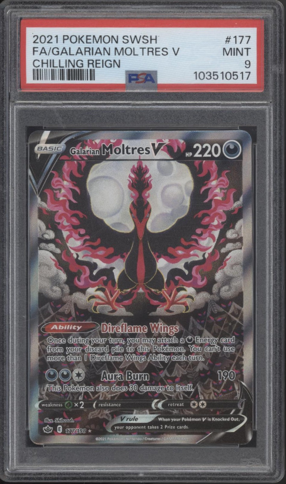Galarian Moltres V Pokemon Chilling Reign Full Art #177 PSA 9 #2