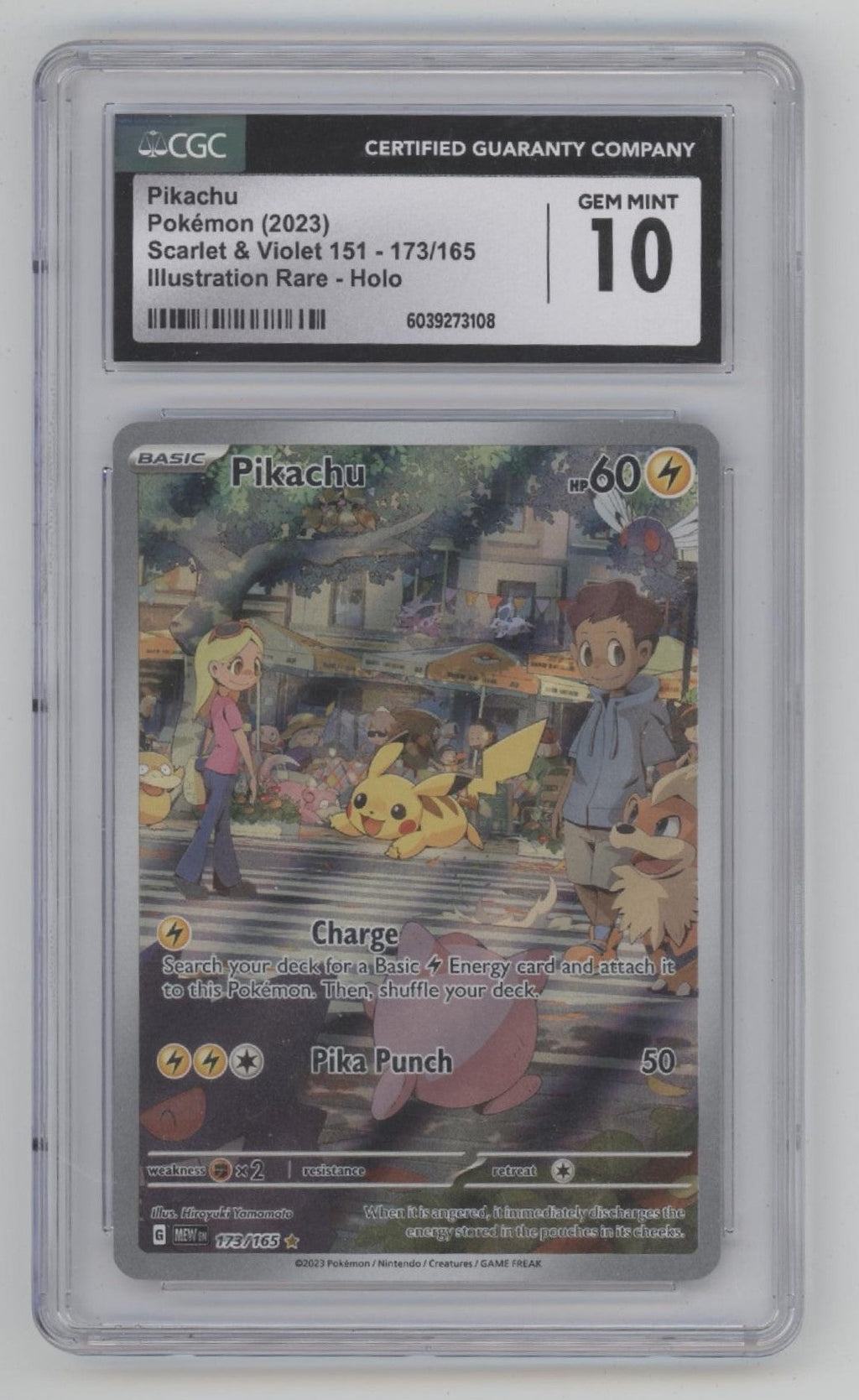 Pikachu Pokemon 151 Illustration Rare Holo #173 CGC 10