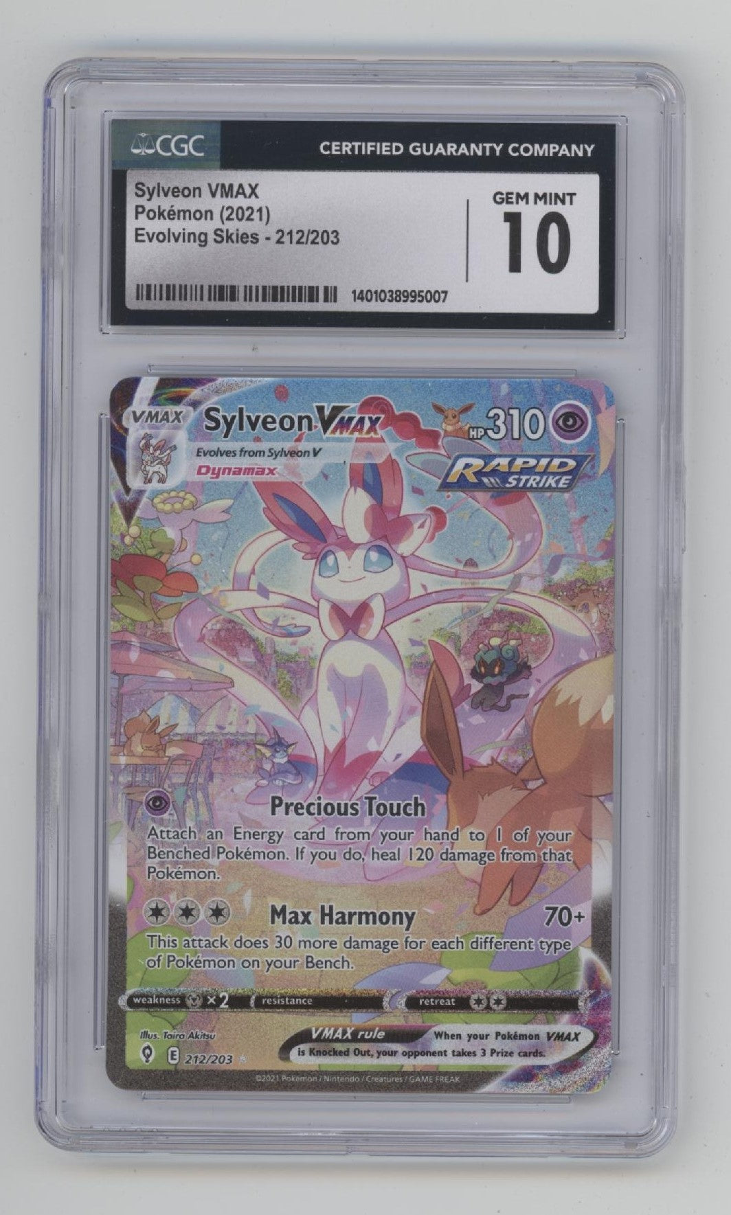 Sylveon VMAX Pokemon Evolving Skies #212 CGC 10