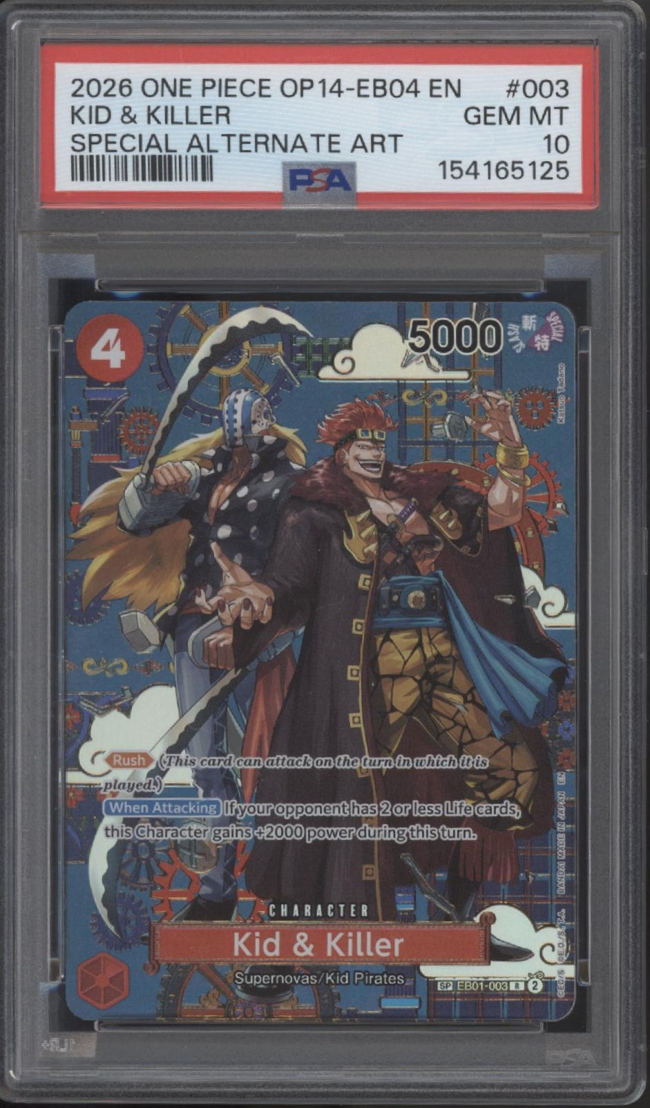 Kid & Killer One Piece Card Game OP14-EB04 Special Alternate Art #003 PSA 10